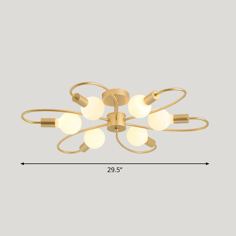 Champagne tourbillonna près de la lumière du plafond de style moderne en métal semi-luxuriant pour la chambre