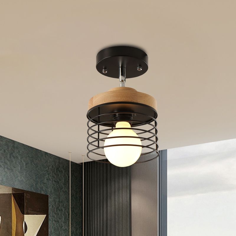 Iron Drum Cage Flush Sofiling Light Ronabile 1 Luce semplice Simple elegante Lampada per balcone