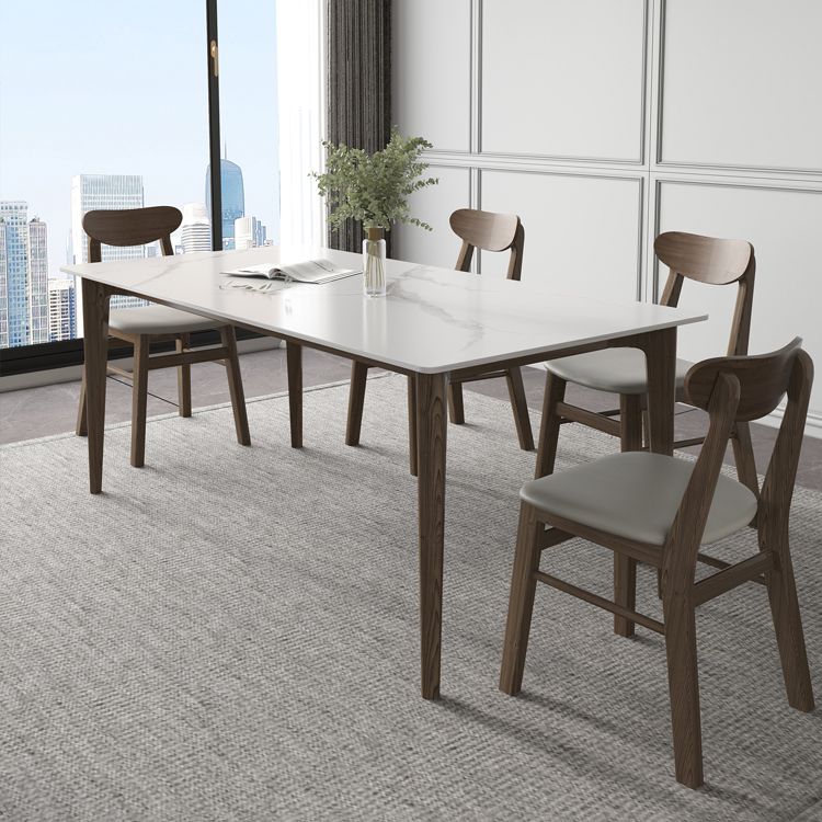 Modern 1/4/5/7 Pieces Furniture Stone Rectangle Dining Table Set in White