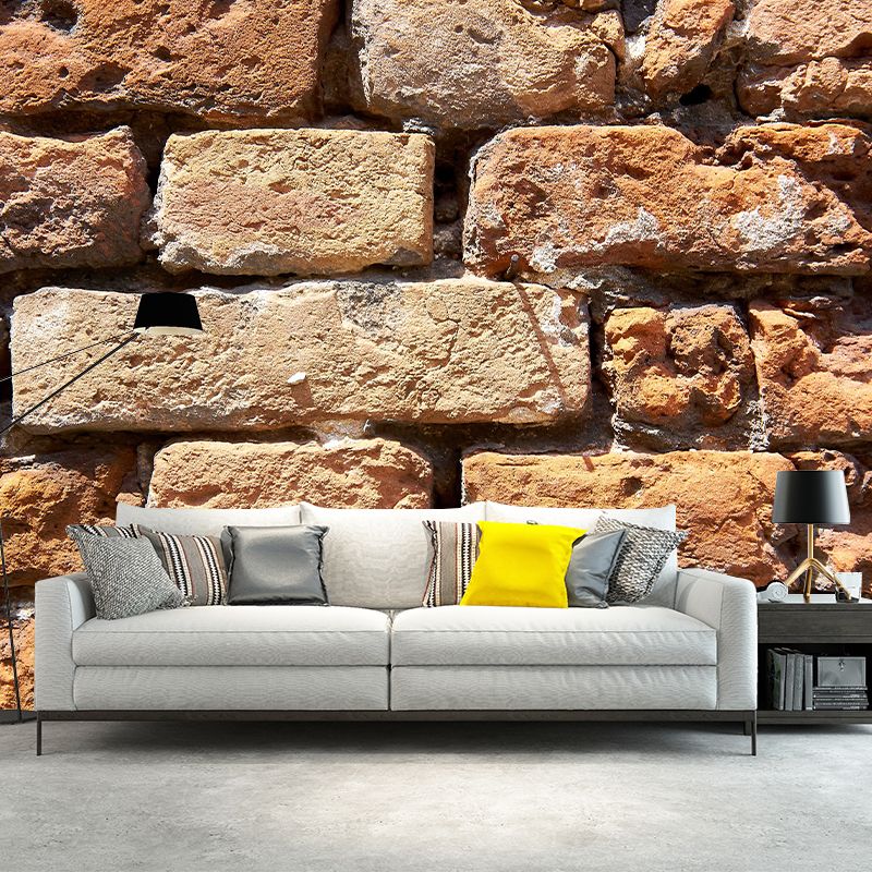 Vintage Style Brick Wall Mural Wallpaper Moisture Resistant for Living Room