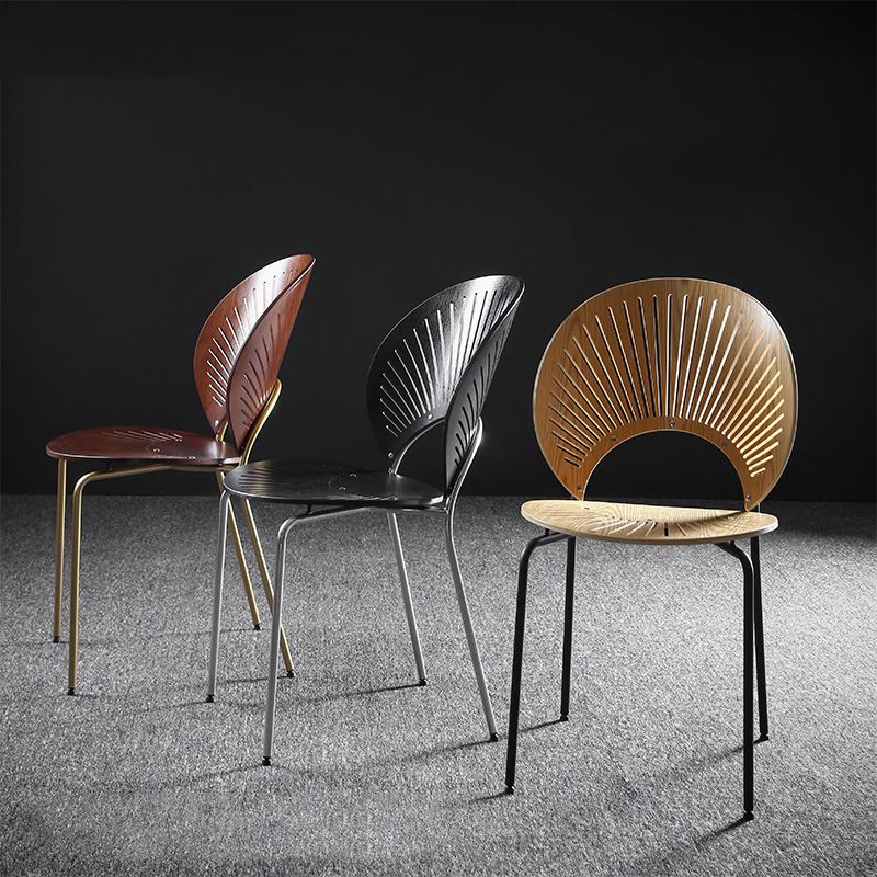 Metal Contemporary Kitchen Dining Side Chair Open Back Dining Chairs