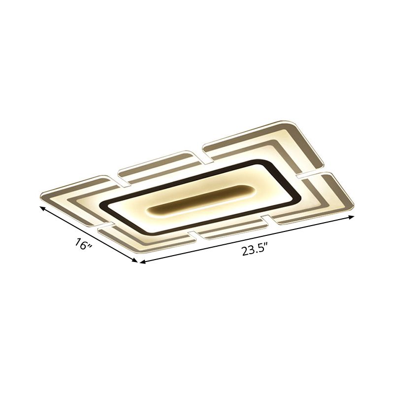 White Thinnest Pad Flush Mount Lamp Modern Acrylic LED Ceiling Fixture in Warm/White Light with Slot Design