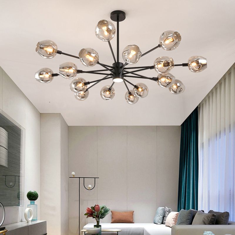 Goud moderne stijl kroonluchter licht sputnik ontwerpglas hanglampje voor slaapkamer