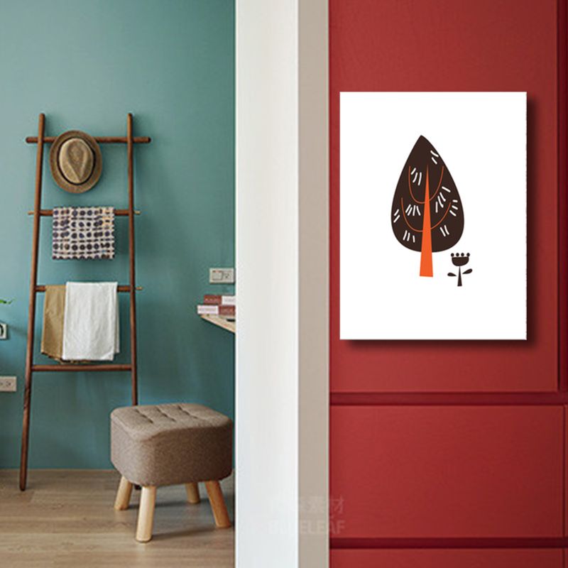 Scandinavian Style Upright Tree Canvas Print Botanical View Wall Art Decor in Brown