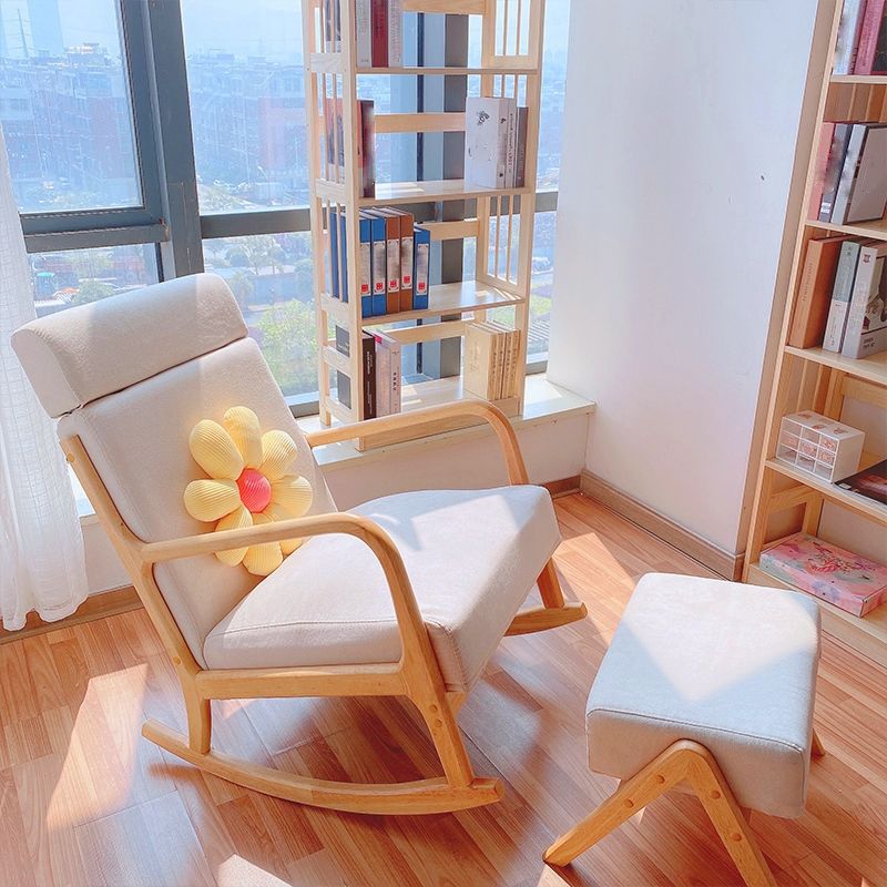 Modern Rocker Chair Upholstered With Gray Frame Glider for Living Room