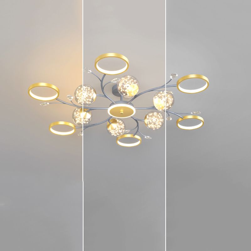 Blue Sputnik a filo con soffitto a sfioramento Luce di vetro moderno per soggiorno per soggiorno