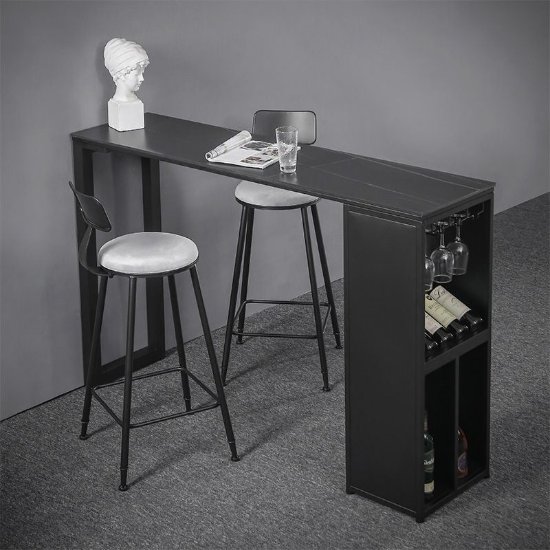 Table en marbre avec table rectangle supérieure à double piédestal noir table de piédestal - 41,3 "h