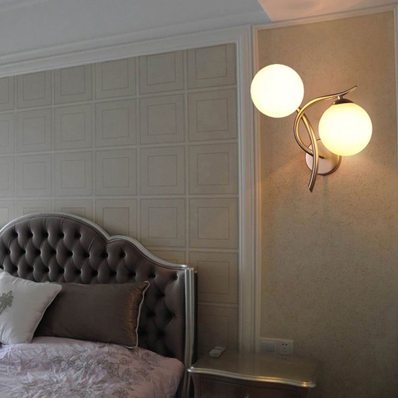 Modern Round Wall Mount Lighting Milky Glass Wall Mounted Lighting for Bedroom