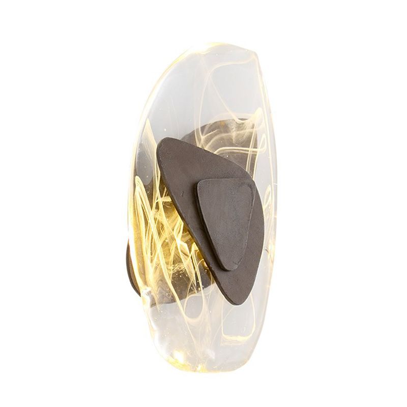 Geometric Crystal Wall Light Simple LED Dining Room Wall Sconce Lighting in Black/Brown/Gold, Warm/White Light