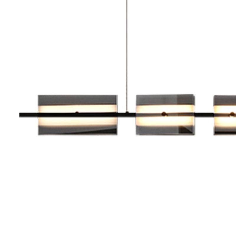 Clear and Black Ceiling Pendant Light Brass & Glass LED Kitchen Island Fixture