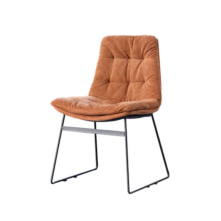 Nordic Upholstered Armless Dining Chairs Metal Legs Solid Back Chair for Home Use