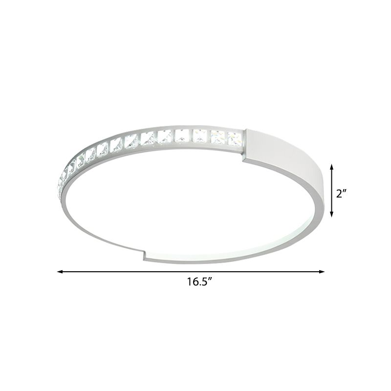 16"/19.5"/20.5" Wide Round Flush Mount Lighting Crystal LED Bedroom Living Room Flush Ceiling Light in Warm/White Light