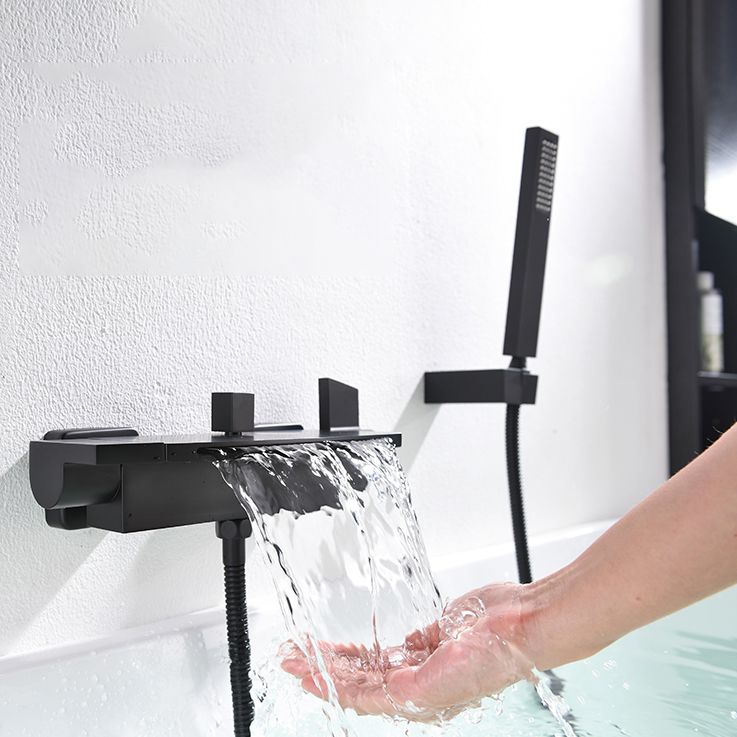 Modern Bathtub Faucet Copper Lever Handles Waterfall Wall Mounted Tub Faucet Trim