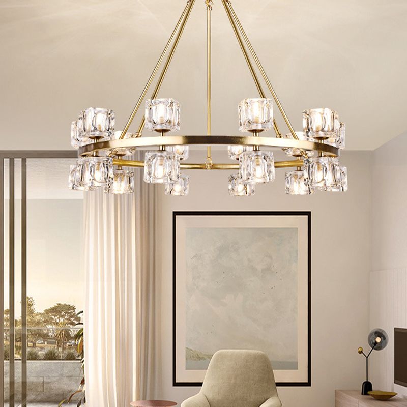 Nordic Multi Head Chandelier Light Fixtures Glass Gold Hanging Chandelier for Restaurant