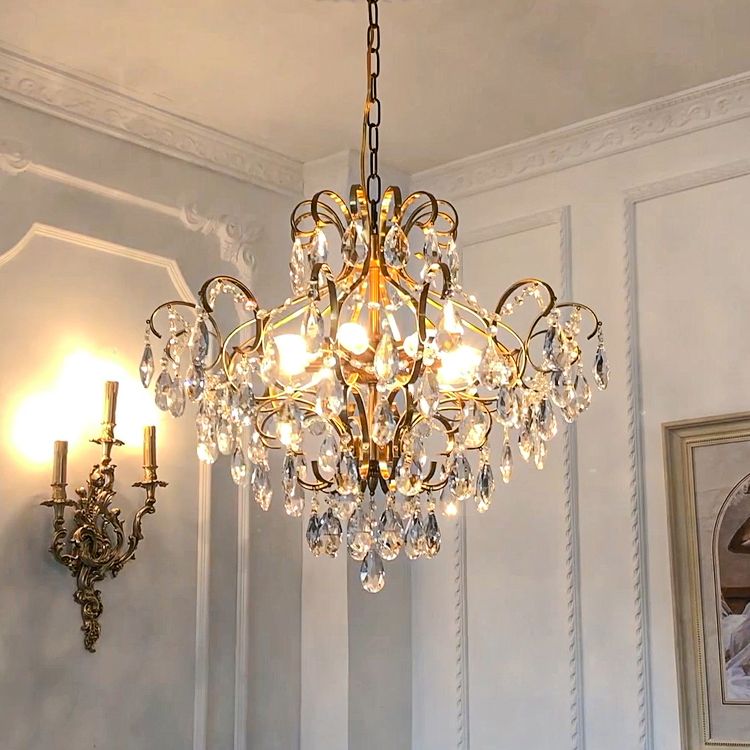 Salles de laiton Coucheur Pendard Countryside Crystal Roard Hanging Light