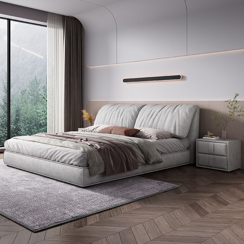 Glam Solid Wood Mattress Included Rectangular Panel Upholstered Headboard Bed