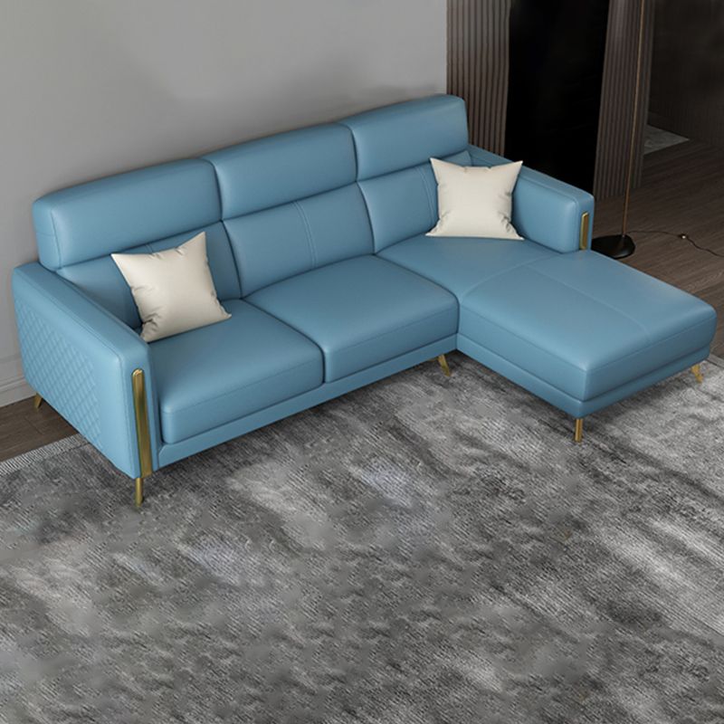 Glam Stationary Sectional Sofa Cushion Back Leather Living Room Set