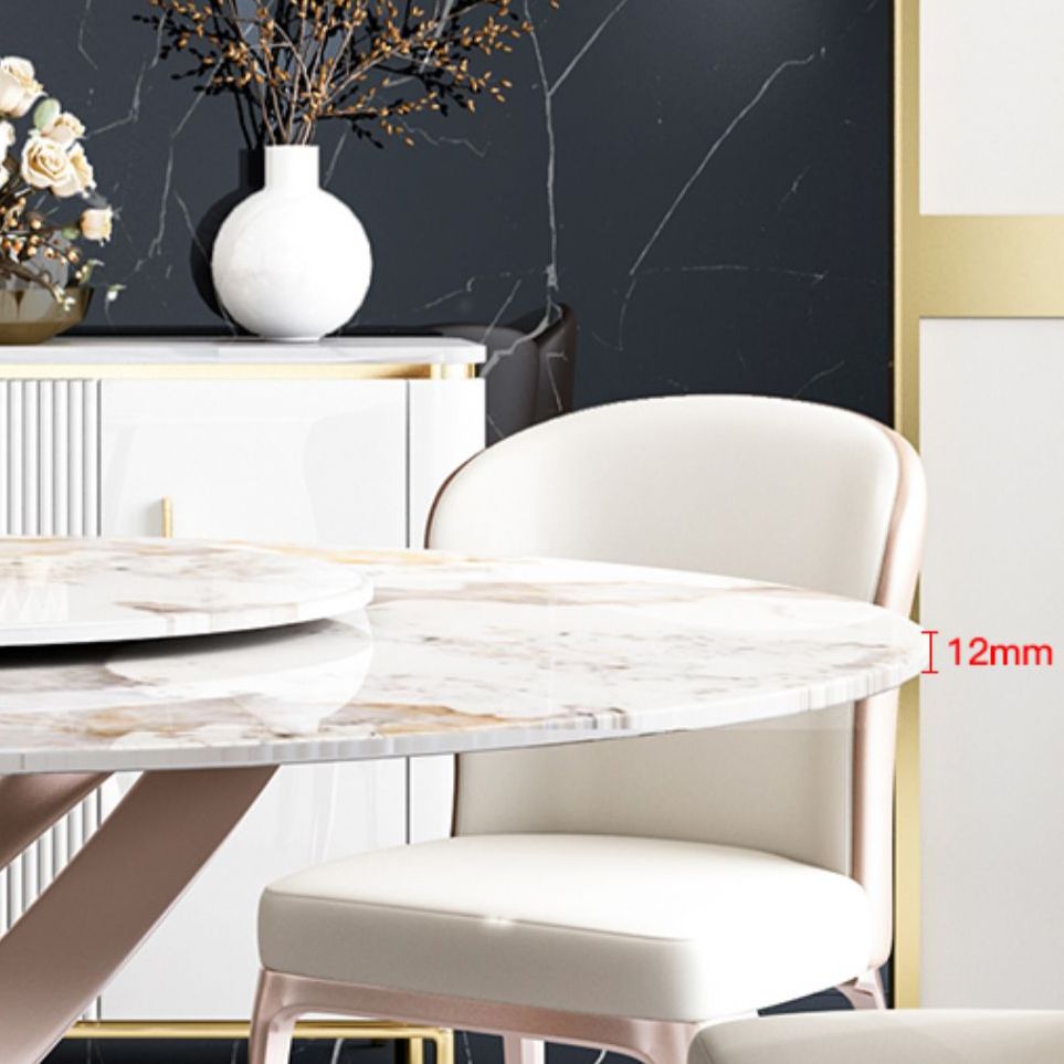 Sintered Stone Dining Table Set 1/4/5/7 Pcs Round Dining Table and Upholstered Chairs