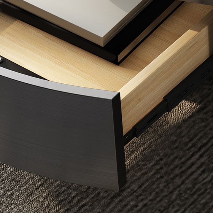 Modern Slate and Glass Top Coffee Table Set Round Drum Cocktail Table