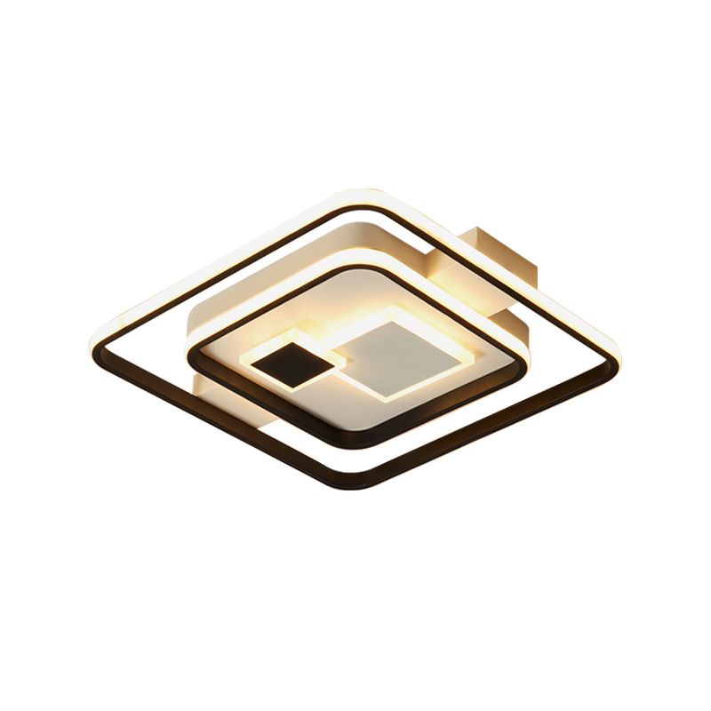 Style moderne treillis encastré acrylique chambre à coucher 16,5 "/ 20,5" Large LED lumière blanche chaude, éclairage de plafond noir et blanc