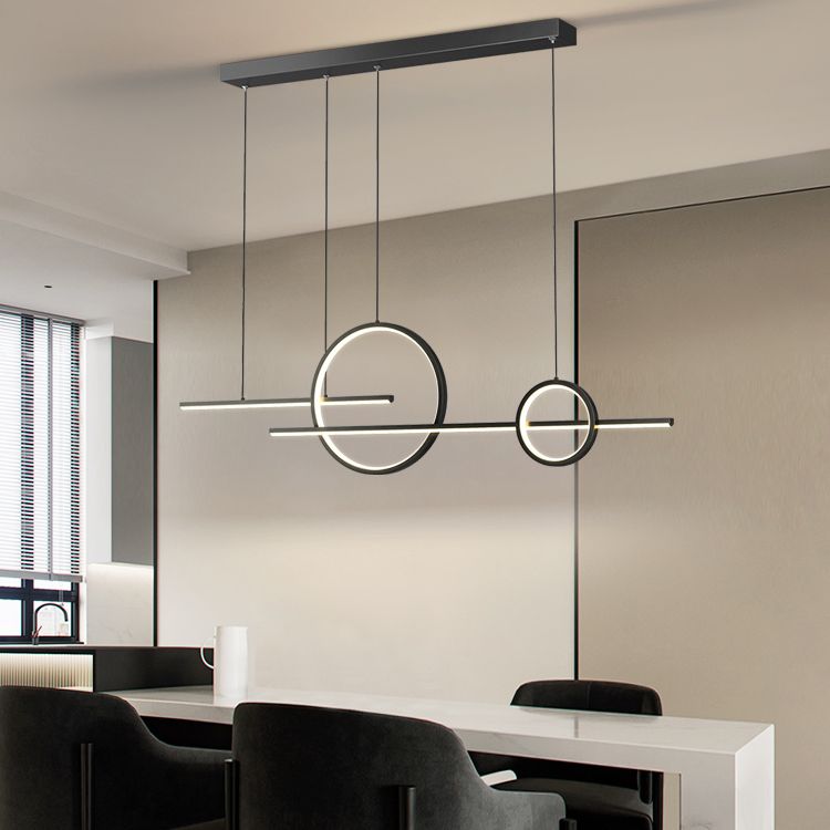 LED Island Lamp Modern Simple Island Hanging Lamp with Silica Gel Shade for Dining Room