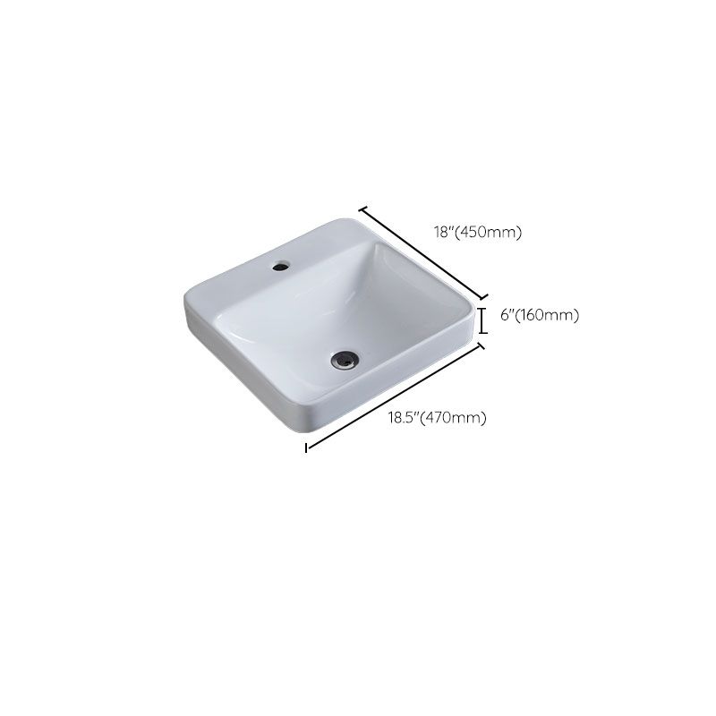 Contemporary Bathroom Sink with Overflow Porcelain Round Vessel Bathroom Sink Only