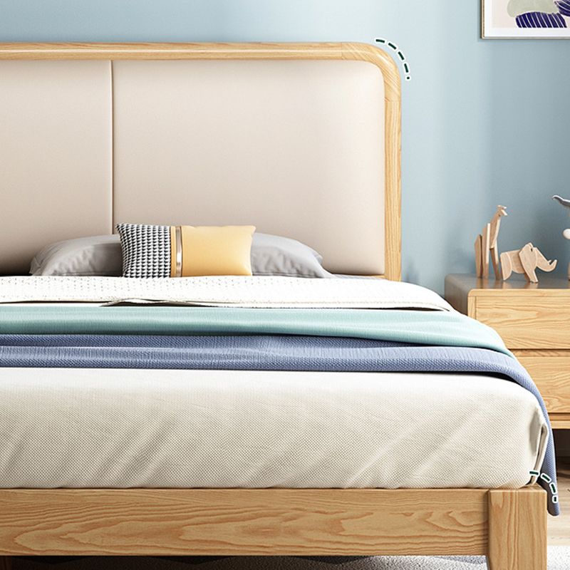 Scandinavian Ash Panel Bed Natural Upholstered Bed Frame with Mattress