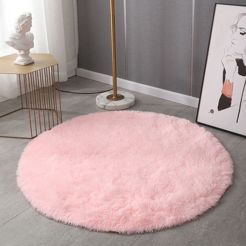 Plush Round Rug Area Rug Polyster Non-Slip Backing Washable Carpet for Bedroom