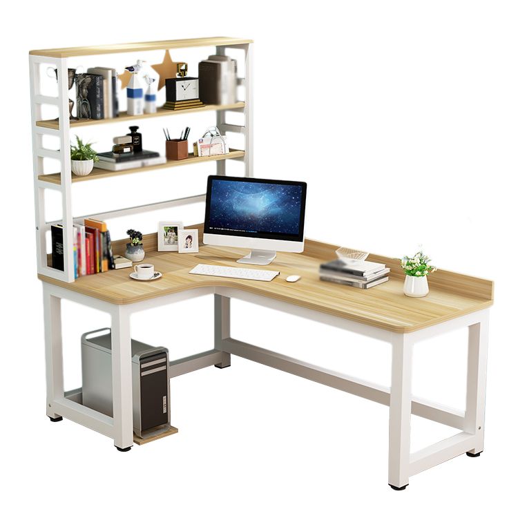 L-Shape Writing Desk Steel H-Shape Table Leg Desk with Shelf
