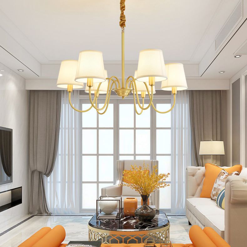 Conical Chandelier Light Fixture Traditional Fabric Pendant Lighting for Restaurant