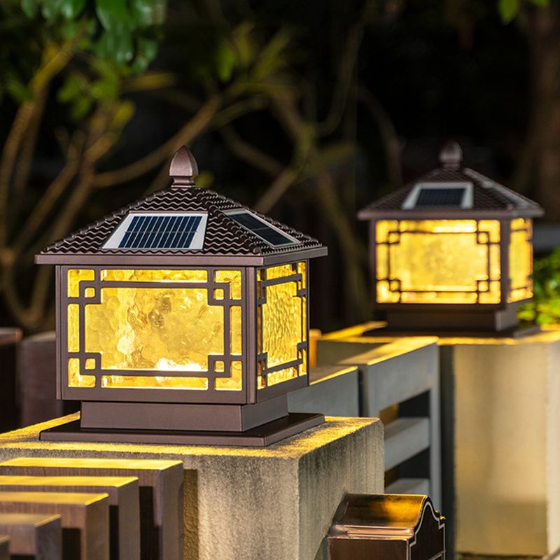 Modern Minimalist LED Solar Lighting Fixture with Glass Shade for Garden