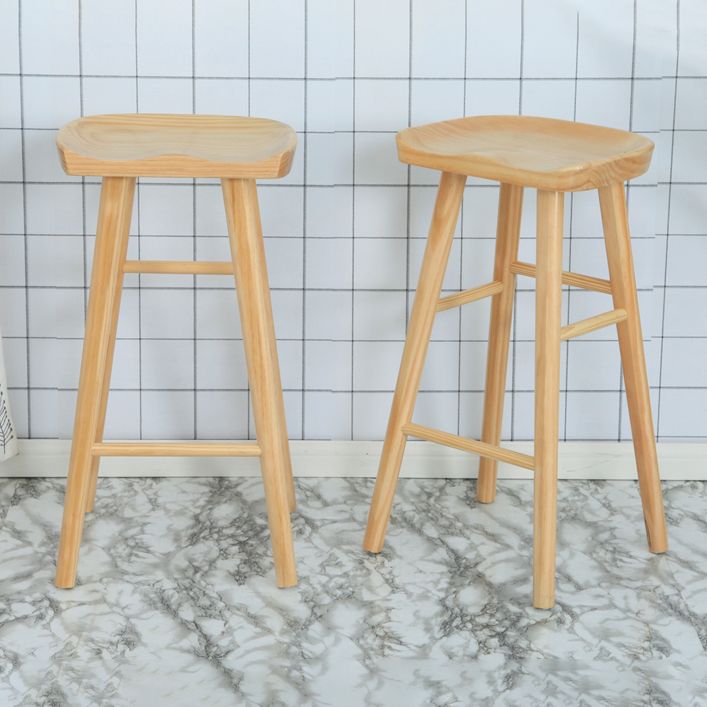 Modern Solid Wood Counter Stools Backless Contoured Seat Bar Stool for Shop