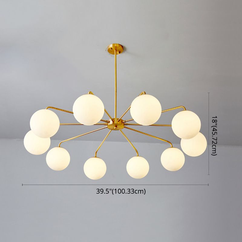 Post-Modern Minimalist Chandelier Light Fixture Spherical White Glass Ceiling Chandelier for Living Room