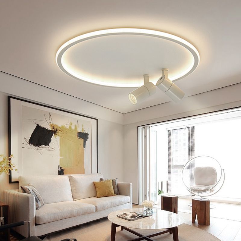Plafonnier LED moderne en aluminium à montage encastré circulaire à angle réglable avec 2 spots