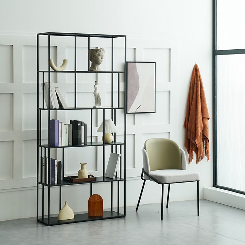 Modern Style Open Back Bookshelf Standard Metal Bookcase with Shelves