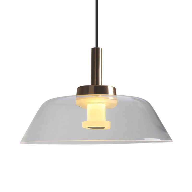 Éclairage pendentif en verre transparent LED moderne lampe de plafond suspendue en chrome poli pour la salle de dinging