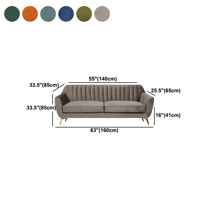 33.4"H Flared Arm Solid Color Velvet Standard Sofa for Living Room
