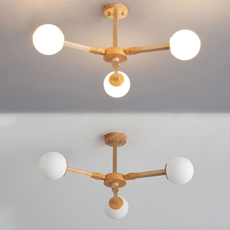 Holzkugel geformt Kronleuchter Anhänger Leicht moderne Deckenheizlicht in Holz