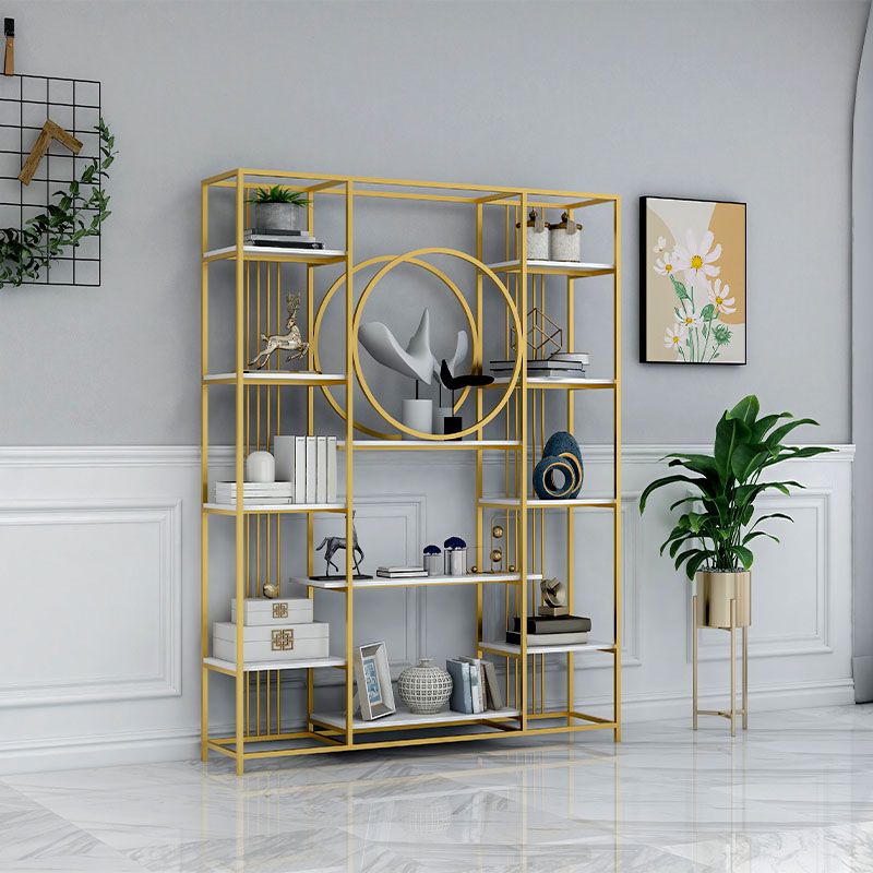 Closed Back Metal Bookcase Scandinavian Bookshelf with Storage Shelves