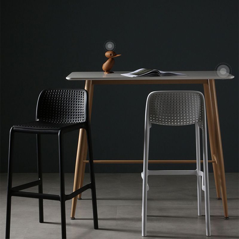 Scandinavian Plastic Barstool Plastic Counter Stool Rectangle Seat in Matte Finish