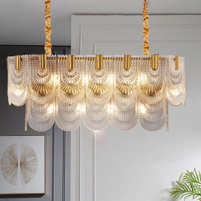 Contemporary Metal Pendant Light with Glass Shade for Living Room