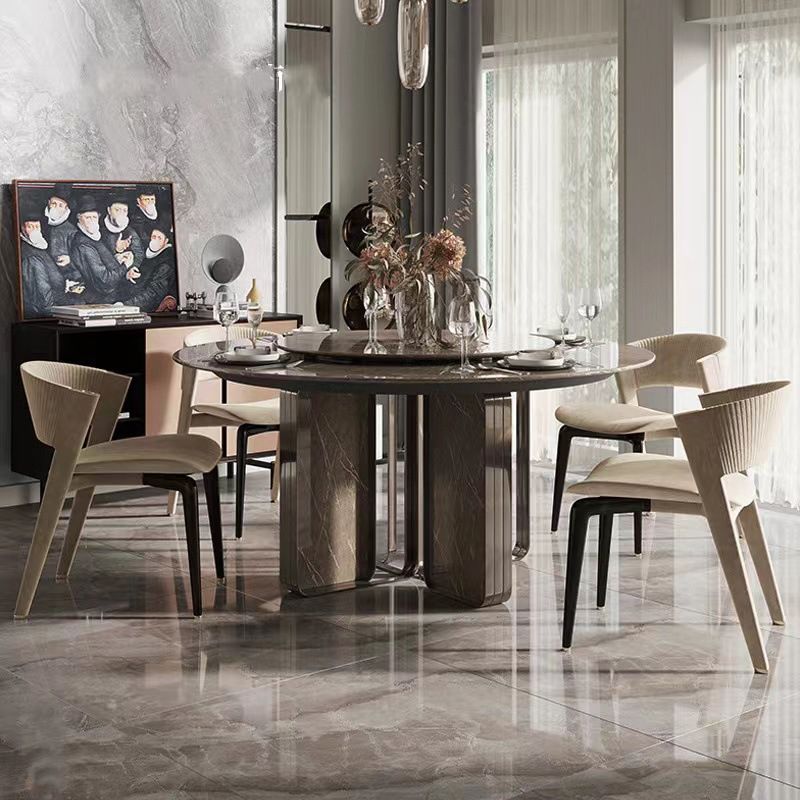 Home Upholstered Armless Dining Chair Faux Leather Open Back Chair