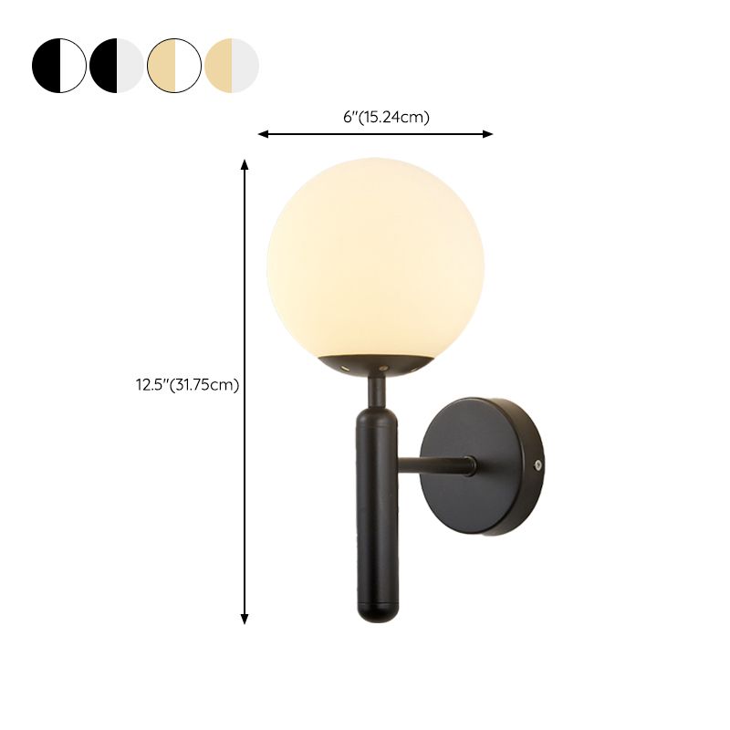 Modern Metal Wall Sconce Ball Shape Vanity Light with Glass Shade for Bathroom