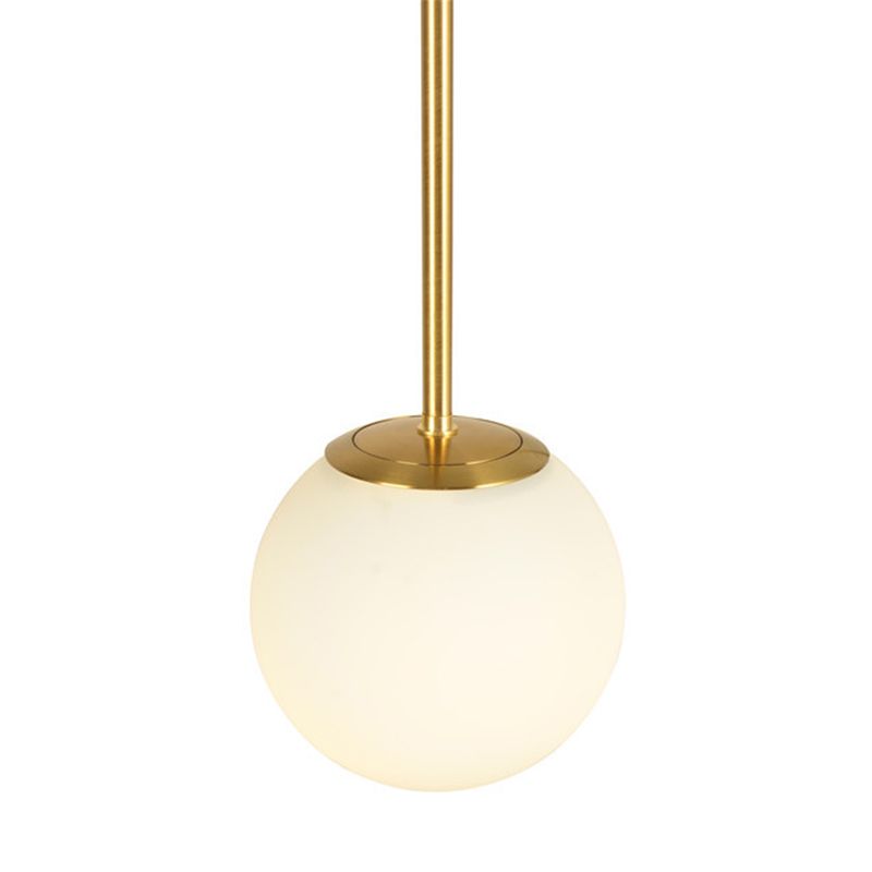 1-licht witte glasbol hanglamp gouden moderne stijl hangende verlichting met 43,3 "gesuspendeerde paal