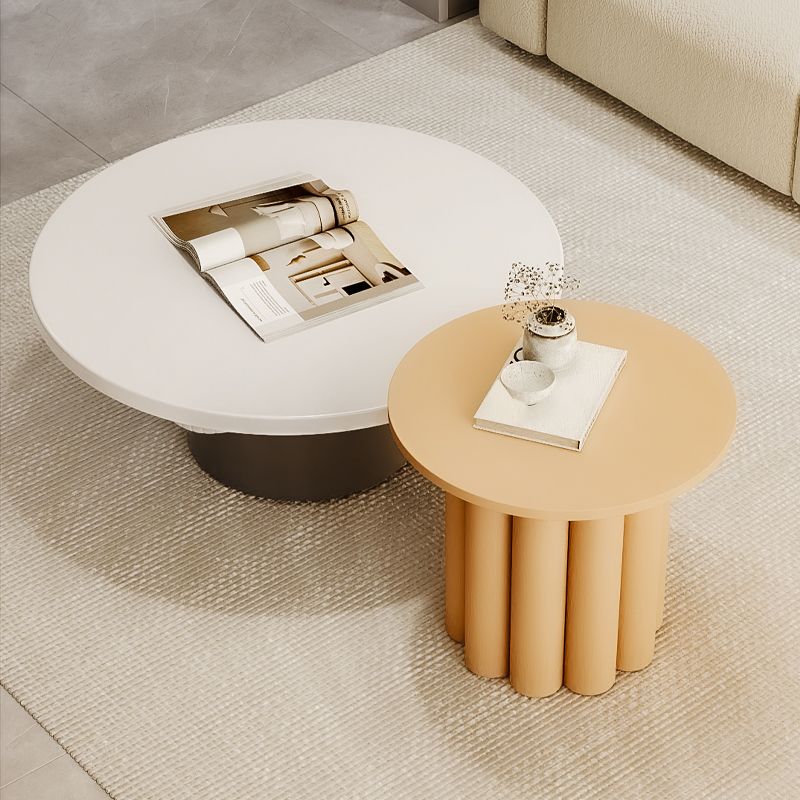 Contemporary Cocktail Table Round Pedestal Wood Coffee Cocktail Table