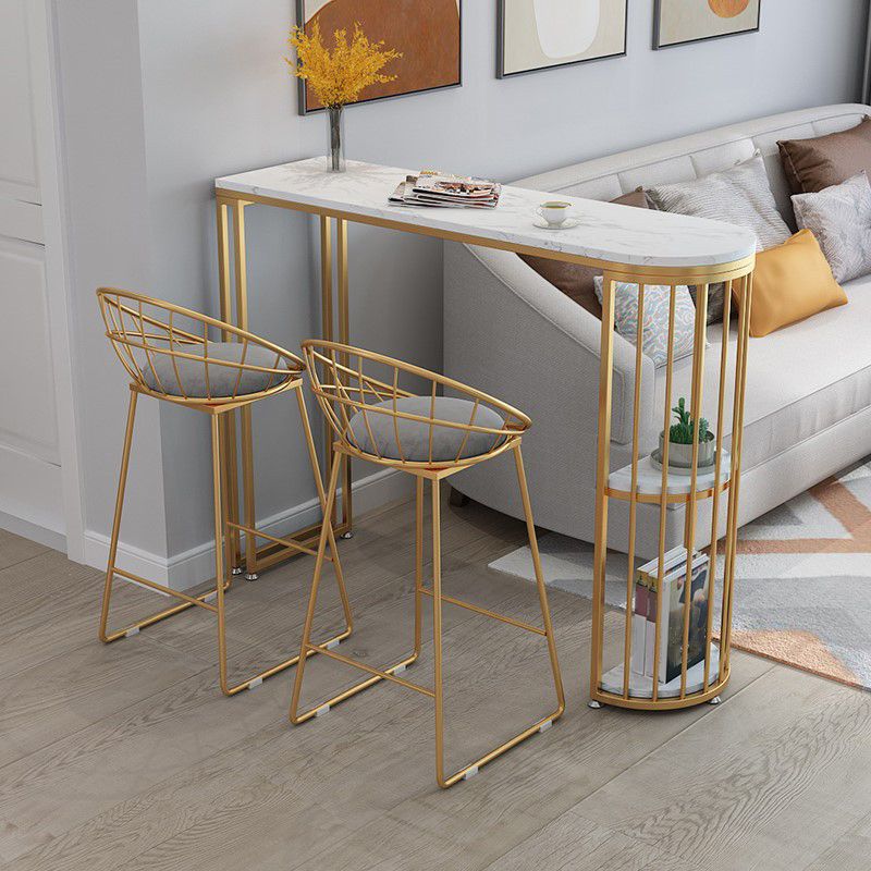 Glam Pub Table Specialty Double Pedestal Bar Table for Indoor Use