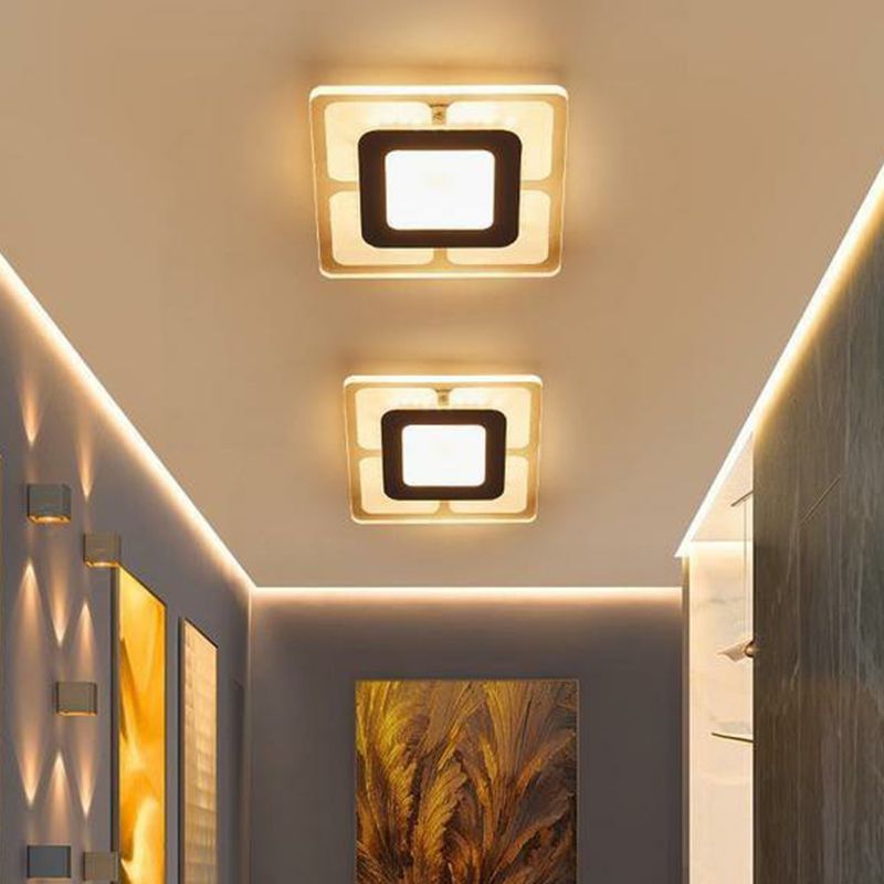 Plafonnier LED carré en acrylique transparent de Style moderne, luminaire de plafond pour chambre à coucher