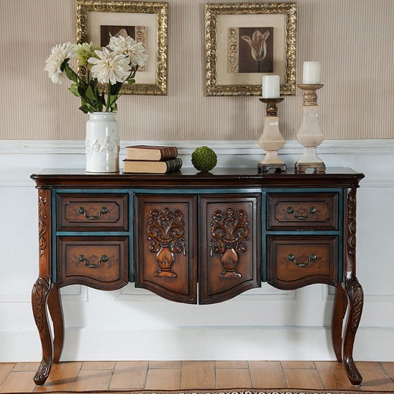 Solid Wood 35.4" Tall 2 - Door Accent Cabinet, Industrial Accent Cabinet with 4 Drawers