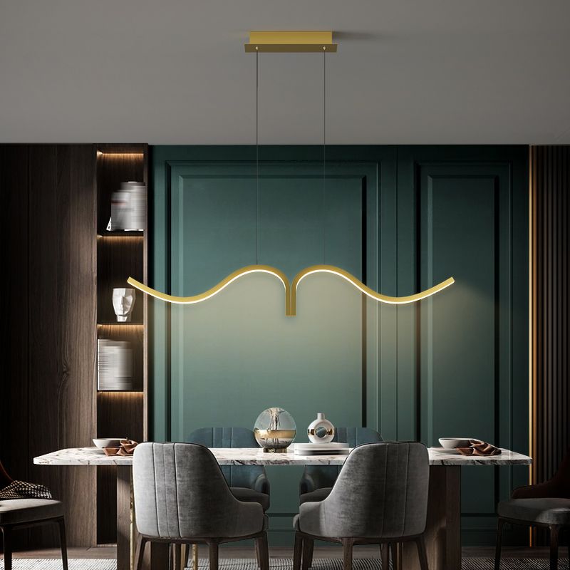 Contemporary Waves Island Light Metal 2 Light Island Lighting Fixtures for Kitchen