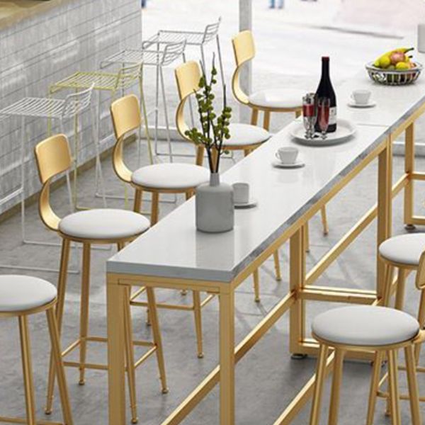 Rectangle Footrest Pub Table Set Glam 1/2/3/4/6 Pieces White Coffee Shop Bistro Set